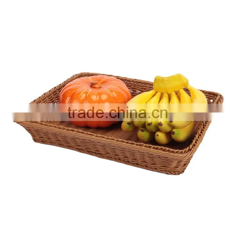 Cheap wholesale large size bread dispaly basket PE wicker hand weave bakery baskets