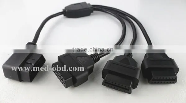 Right Angle J1962M to 3-J1962F, Splitter OBD2 Cable 1 to 3, 1ft
