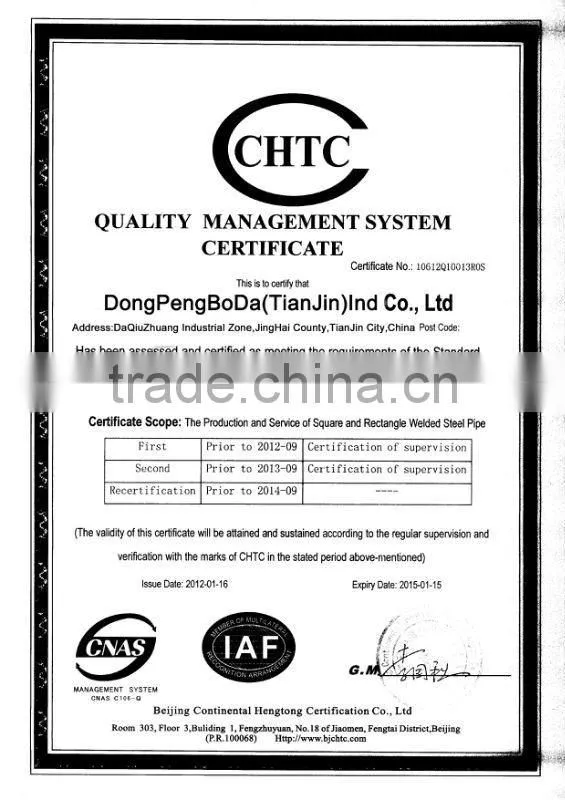 ZINC COATED CONSTRUCTION PIPE /STEEL PIPE/ TUBE