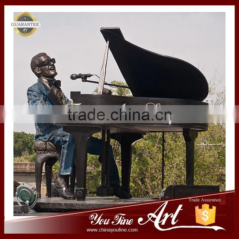 Outdoor Decor Bronze Ray Charles Music Statue