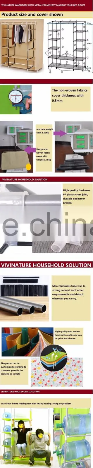 Single Canvas effect Wardrobe Clothes Storage Cabinet