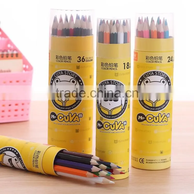 Factory Wholesale School Kids 24 colors Recycled Wooden Colored Pencils with tube