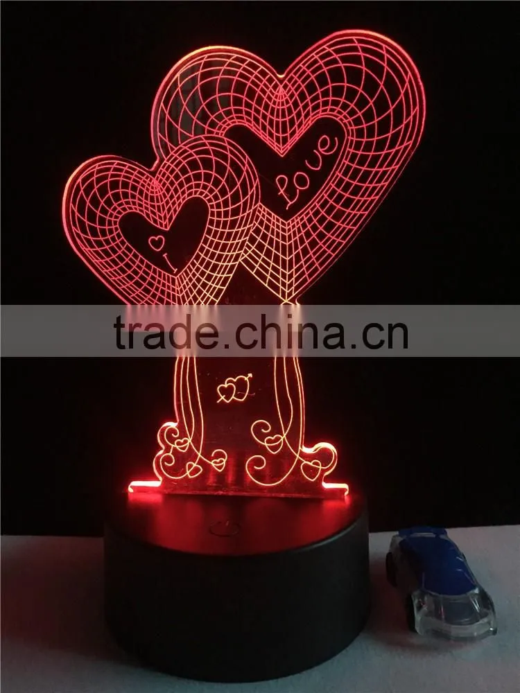 2017 Amazing Valentine's Gift Romantic night light acrylic 3d led lamp