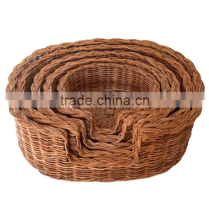 oval Willow Wicker Dog Bed with Pillow