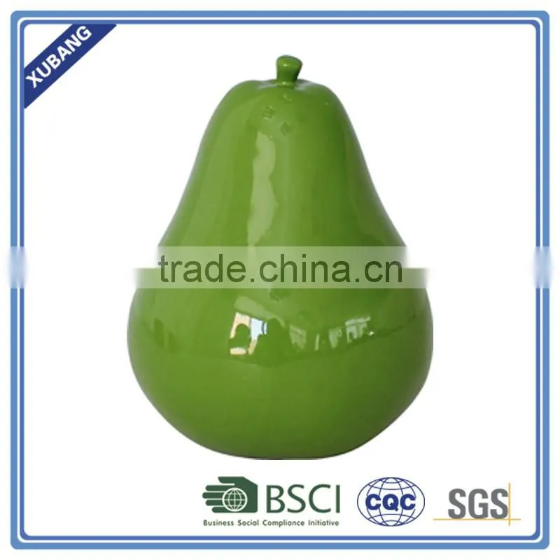 Modern Poly Resin Green Pear Figurine