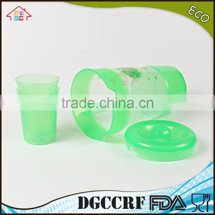 NBRSC Reusable PP Plastic Water Cup Teapot Set with Printing Set of 3