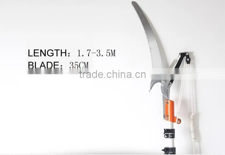 telescopic aluminum pole pruner saw for cutting branches with double wheel