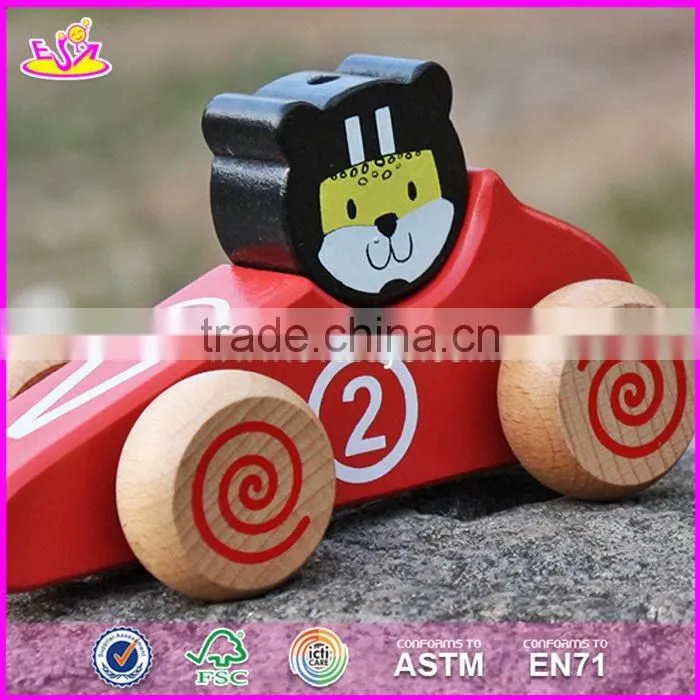2017 New design kids funny animals wooden toy cars W04A333