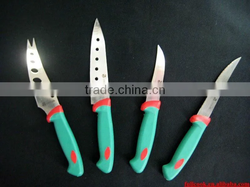 Kitchen essential multifunctional knife w/colorful rubber handle