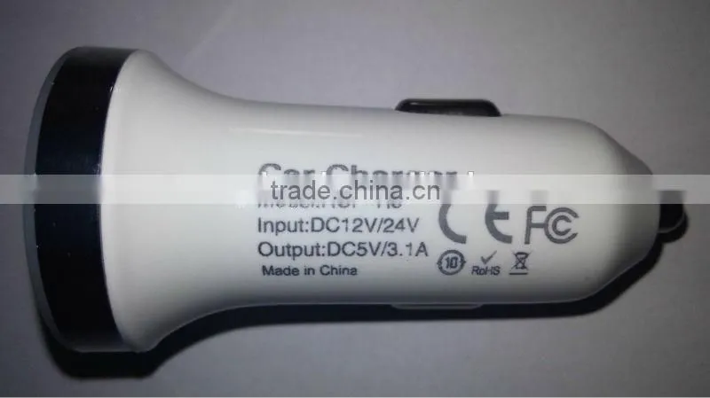 In-car 2 USB Charger for Iphone and Ipad with CE&ROSH usb car charger