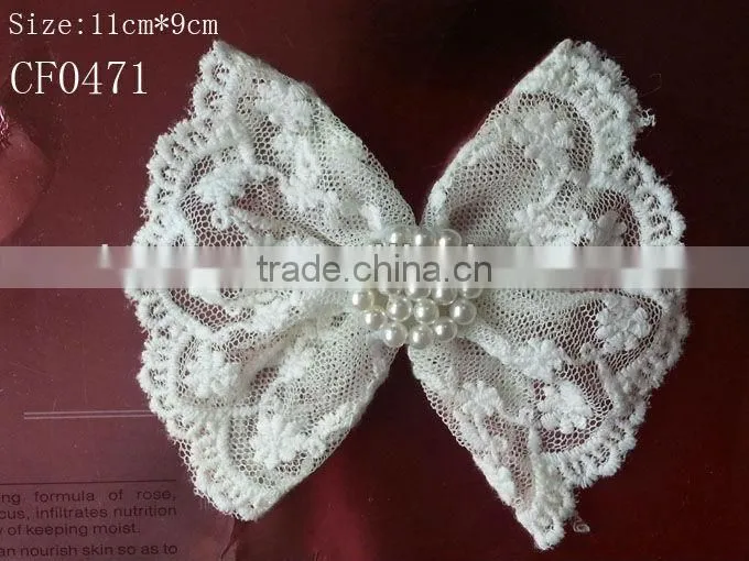 CF0386 2013 New arrival pretty white lace beautiful hair bows