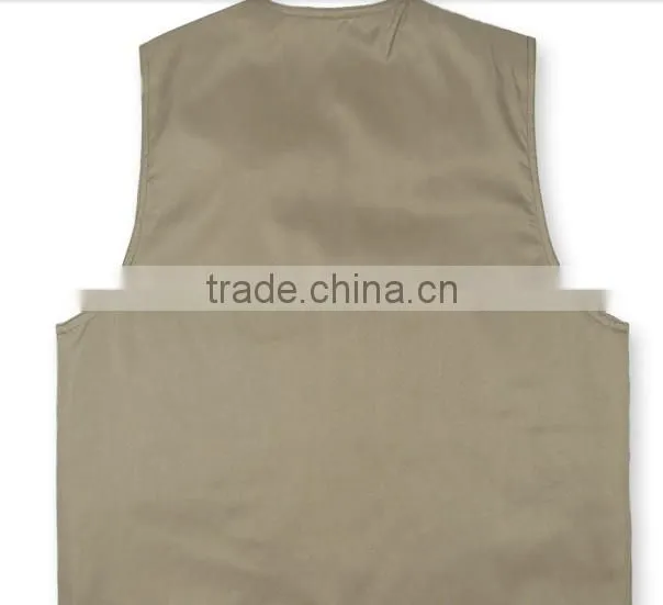 Men's reversible clothing casual outdoor fishing vest multi-pocket Men V-neck cotton vest brand