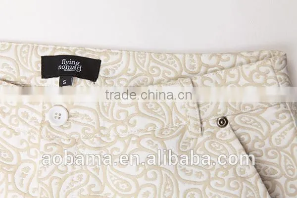 High Quality 100% Cotton Jacquard Fabric Womens New Fashion Trousers