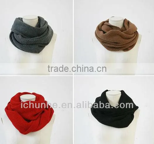 various girls fashion plain color knitted round neck warmer scarf