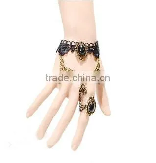 Handmade lace spider bracelets with ring national special jewelry bracelet sets wholesale