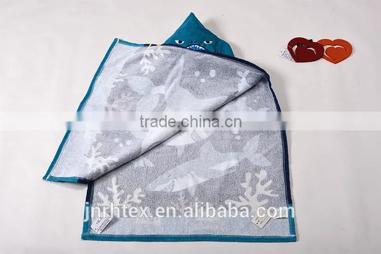 Alibaba Trade Assurance ring spun cotton screen printing terry cloth poncho hooded beach towel