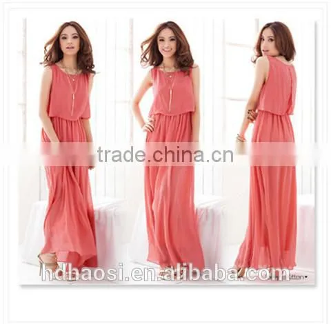 Hot sale summer Women bohemian Beach dress, women Chiffon silk maxi dress ,sleeveless Plus size dress