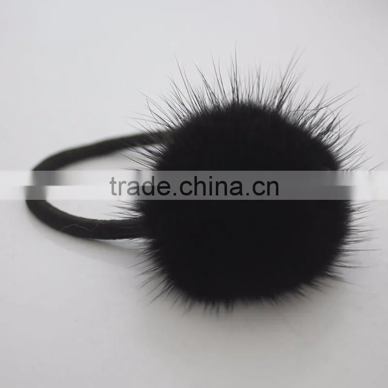 Myfur Luxury Customized Genuine Mink Fur Pompom Hair Band Accessory Wholesale
