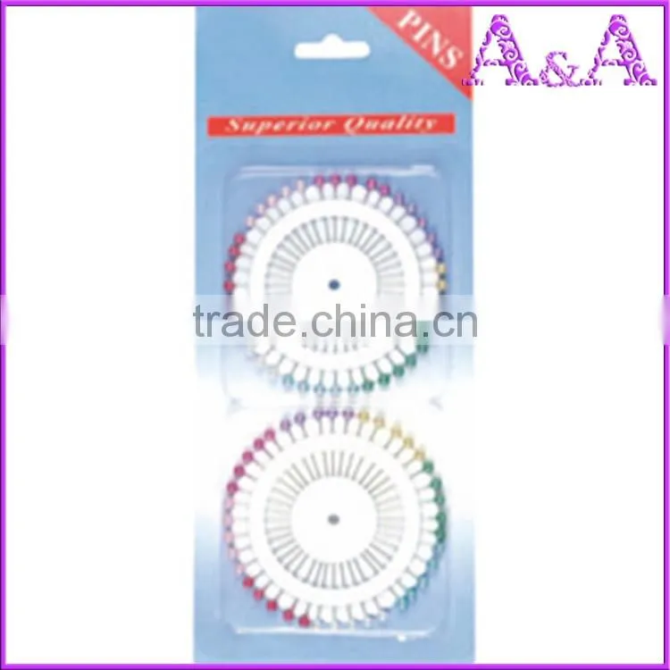 Pearl black colored head round ball straight pins
