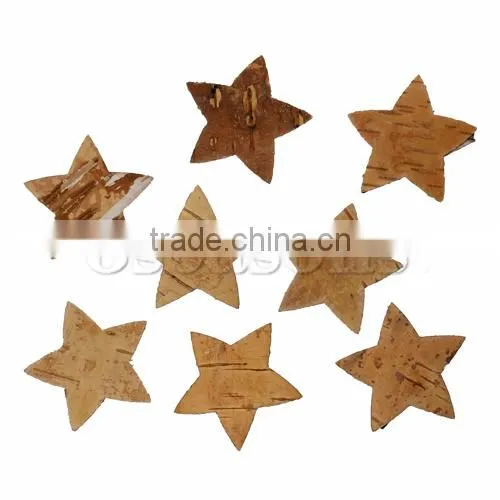 Wholesale Stars Christmas Birch Bark,Natural Birch Bark,3.9cmx3.7cm 20PCs