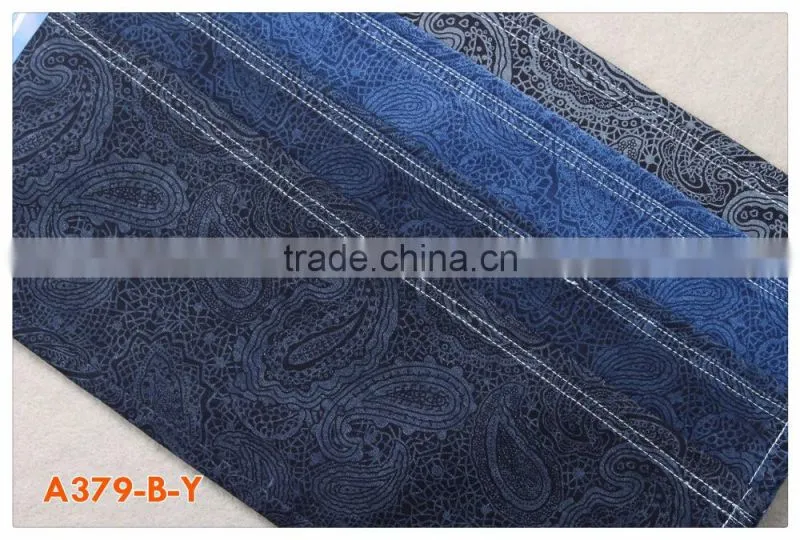 A379-B-Y printed denim fabric for all kinds of jeans