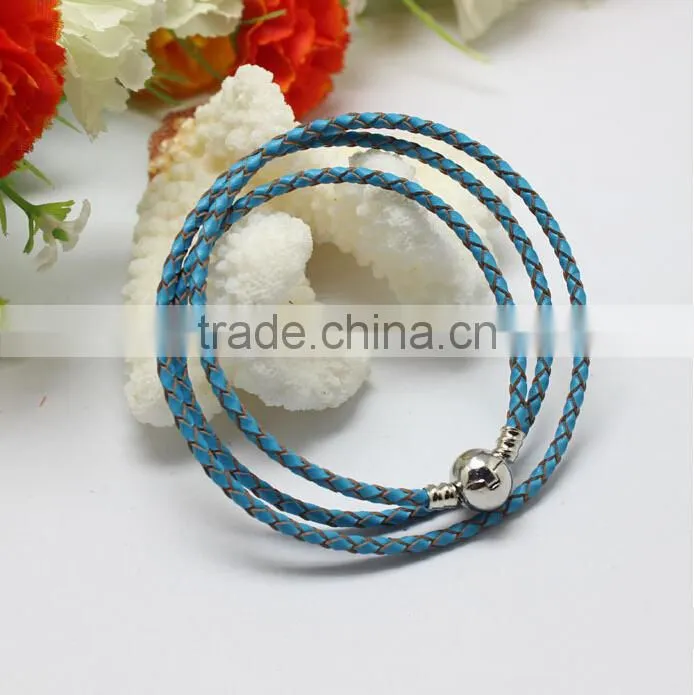 Unique New Plain Braided Leather Cord DIY Clasp Bracelet Leather Jewelry, Accessories for Beads Bracelet Jewelry