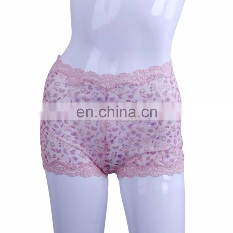 Well Sold Transparent Flower Printed Ladies Boyshort Panty