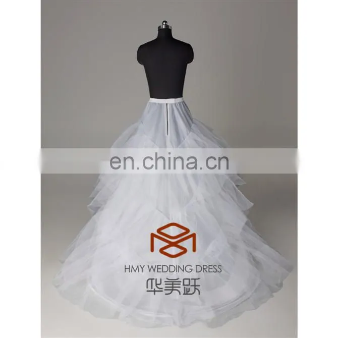 HMY-PPT005 Nylon Chapel Train Ball Gown 3 Tier Floor Length Slip Style Wholesale Petticoats For Women Dresses