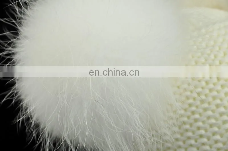 High Quality Fashionable Kids Beanie Hats With Two Fur Pom Poms Baby Fur Hat