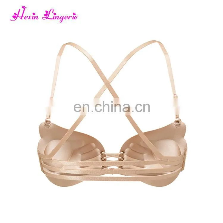 Nude Crisscross Back Push Up wireless seamless latest fashion sexy bra