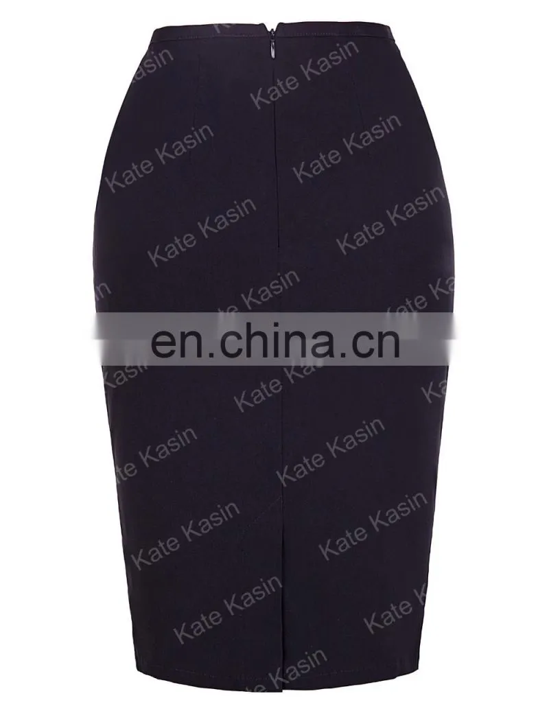 Kate Kasin Occident Women's Solid Color High Stretchy Hips-Wrapped Pencil Skirt 24" KK000277-1