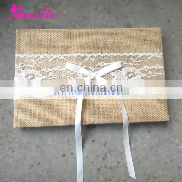 Linen With Lace Decoarted Wedding Ring Holder Pillow Set