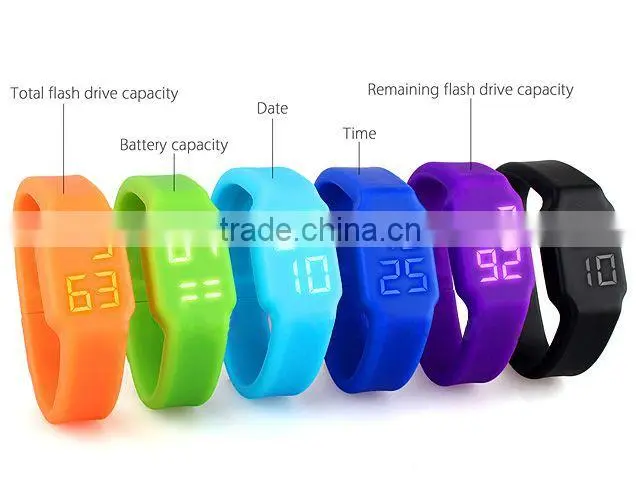 silicone led watch with usb flash drive 16gb