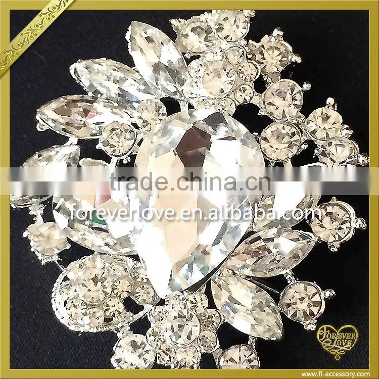 Wholesale flower hair brooches pins crystal rhinestone lady men wedding brooch FB-027