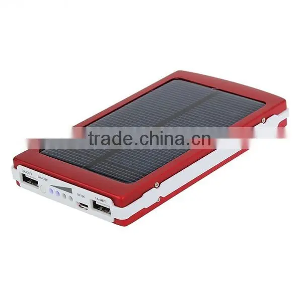 2014 good sell high efficiency 10000mah dual usb output solar power bank