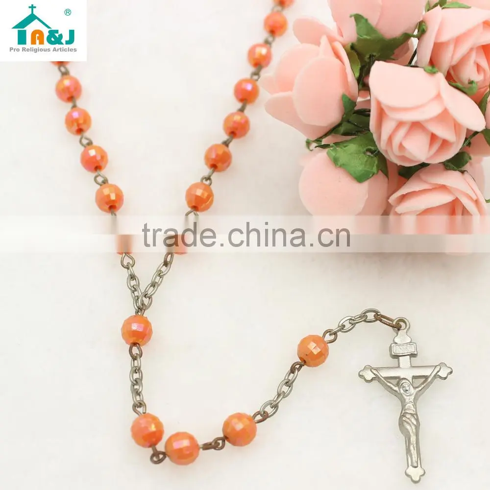 Fashion religious catholic plastic rosary bead necklace