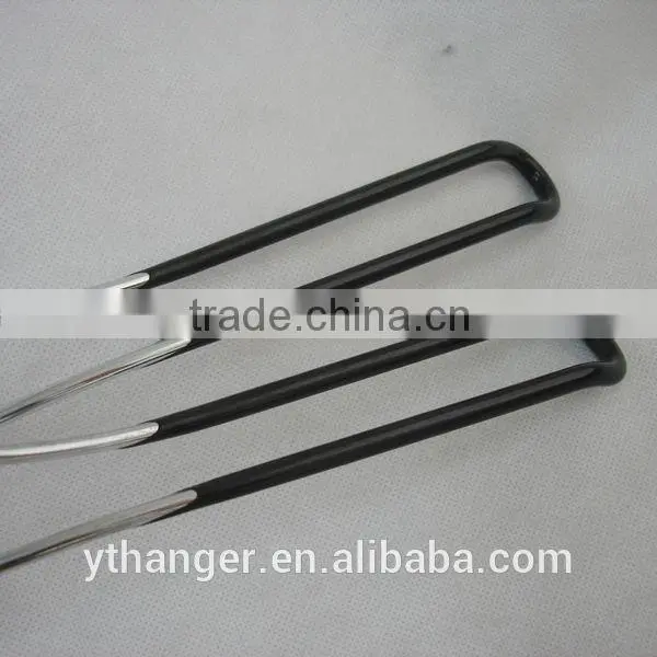 MH-YT-002 silver colored metal velvet flock hanger anti-slip for clothes