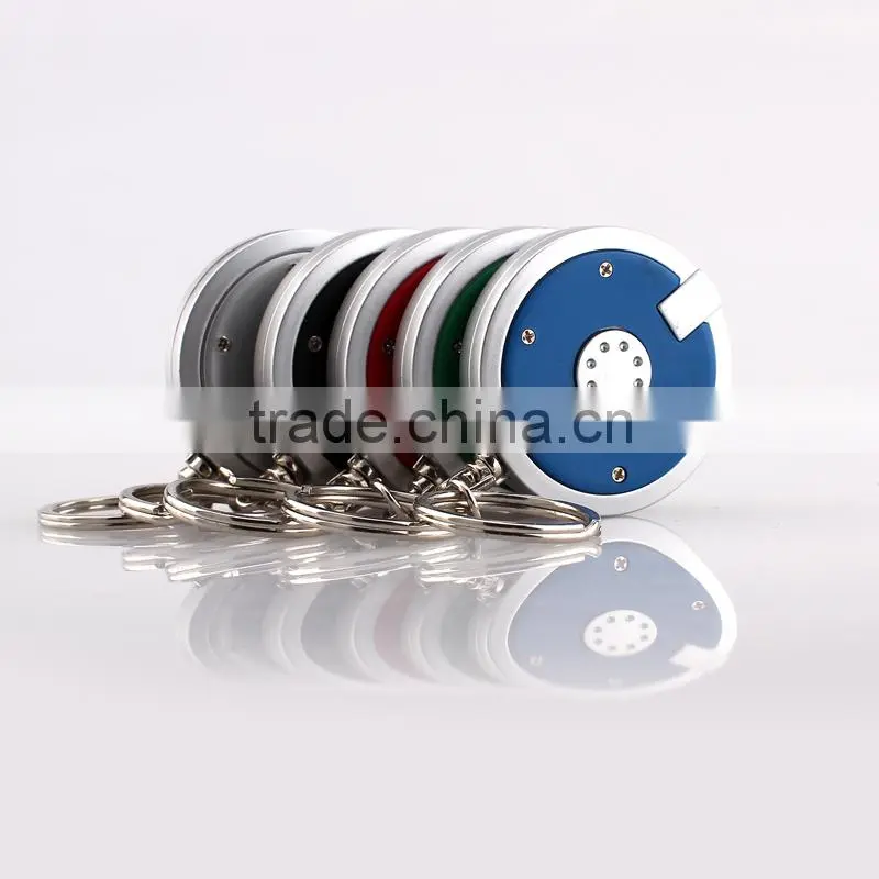 Round flashlight keychain