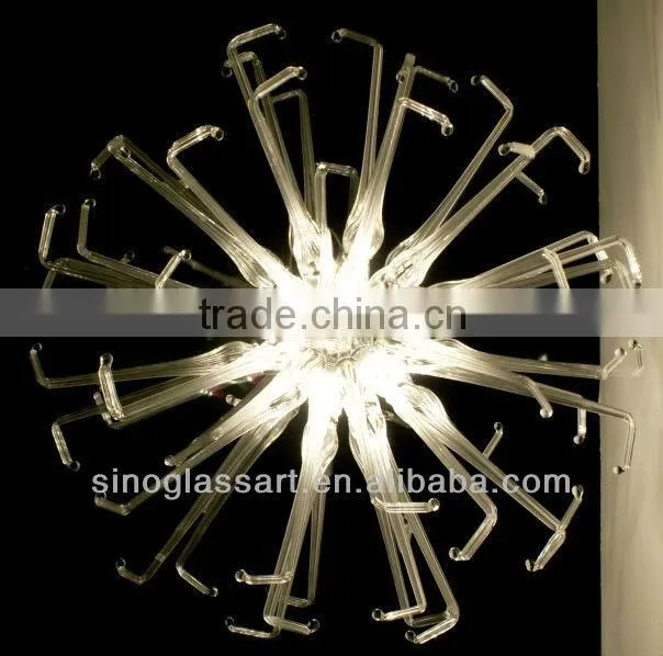 Unique Round Glass Chandelier Clear White