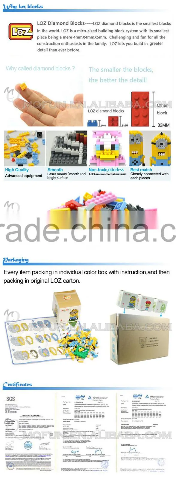 2016 new products Mini Qute loz diamond block 3d puzzle educational toys 3d games 3d puzzle toy