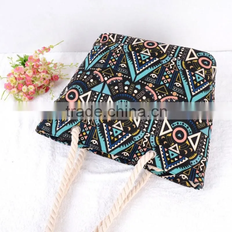 Flowers Printing Handbags Shoulder Bag Canvas Appliques Portable Bags Handbag Brands