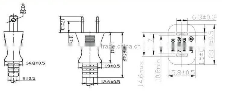 7A 125V 2PINS Japan ac adapter plug types