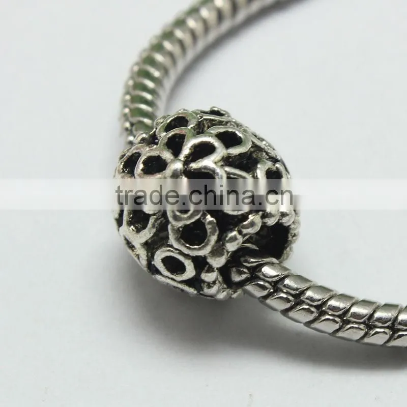 Round Metal Jewelry Accessories Handmade Zinc Alloy Pdora Bracelet Beads