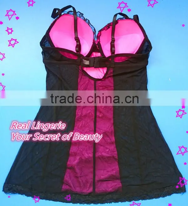Mesh & Satin Lingerie Set, Sexy Babydolls