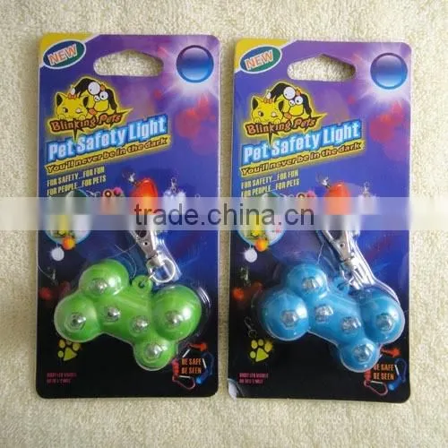 Pet Dog Safety LED Collar Pendant Tags Bone Flashing Blinking Glow Light