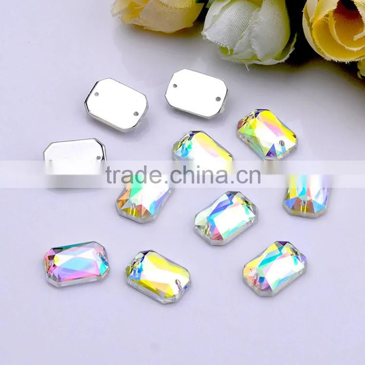 Sew-on Oval AB cutting acrylic beads, loose flat back faceted cut acrylic stones, sewing stone for garment accessories