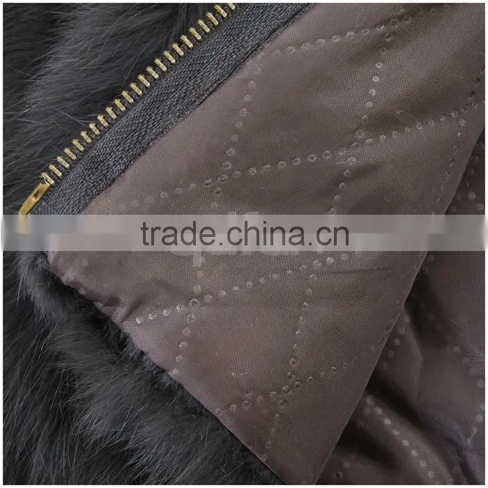 QD30406 Hot Sale Women Real Rabbit Fur Short Vest with Stand Collar