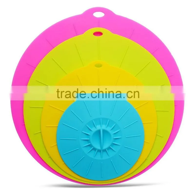 Colorful silicone suction covers ,safe silicone lids for pot,cup.bowl