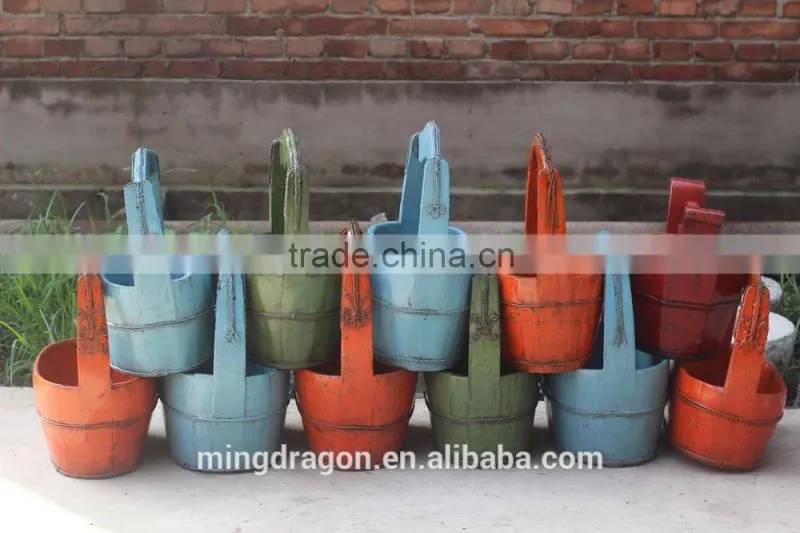 Chinese antique wooden painted basket