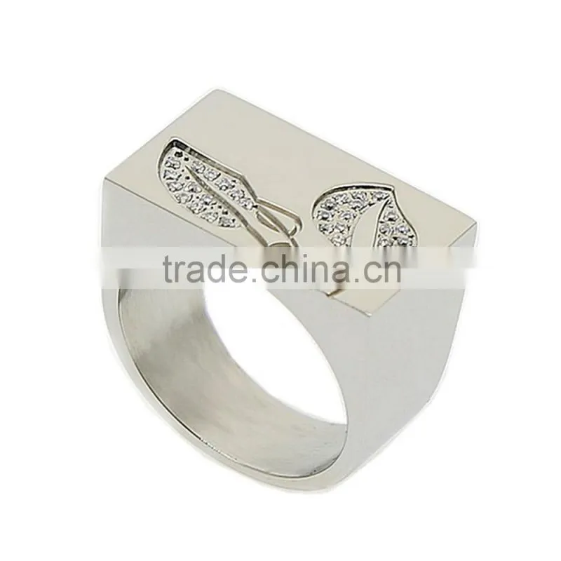 Stainless Steel Prong Setting Titanium Wedding jewelry Rings With Stones
